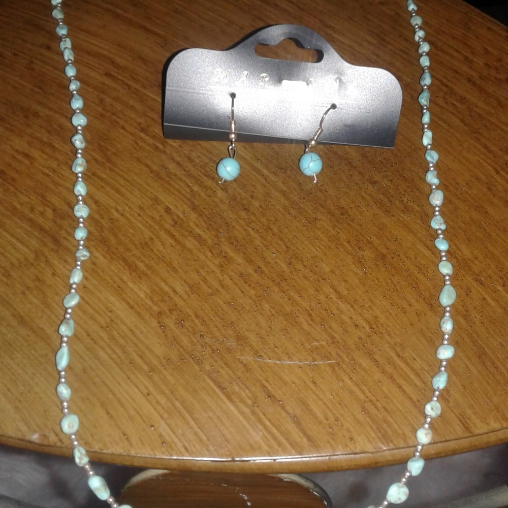 faux turquoise necklace and earrings